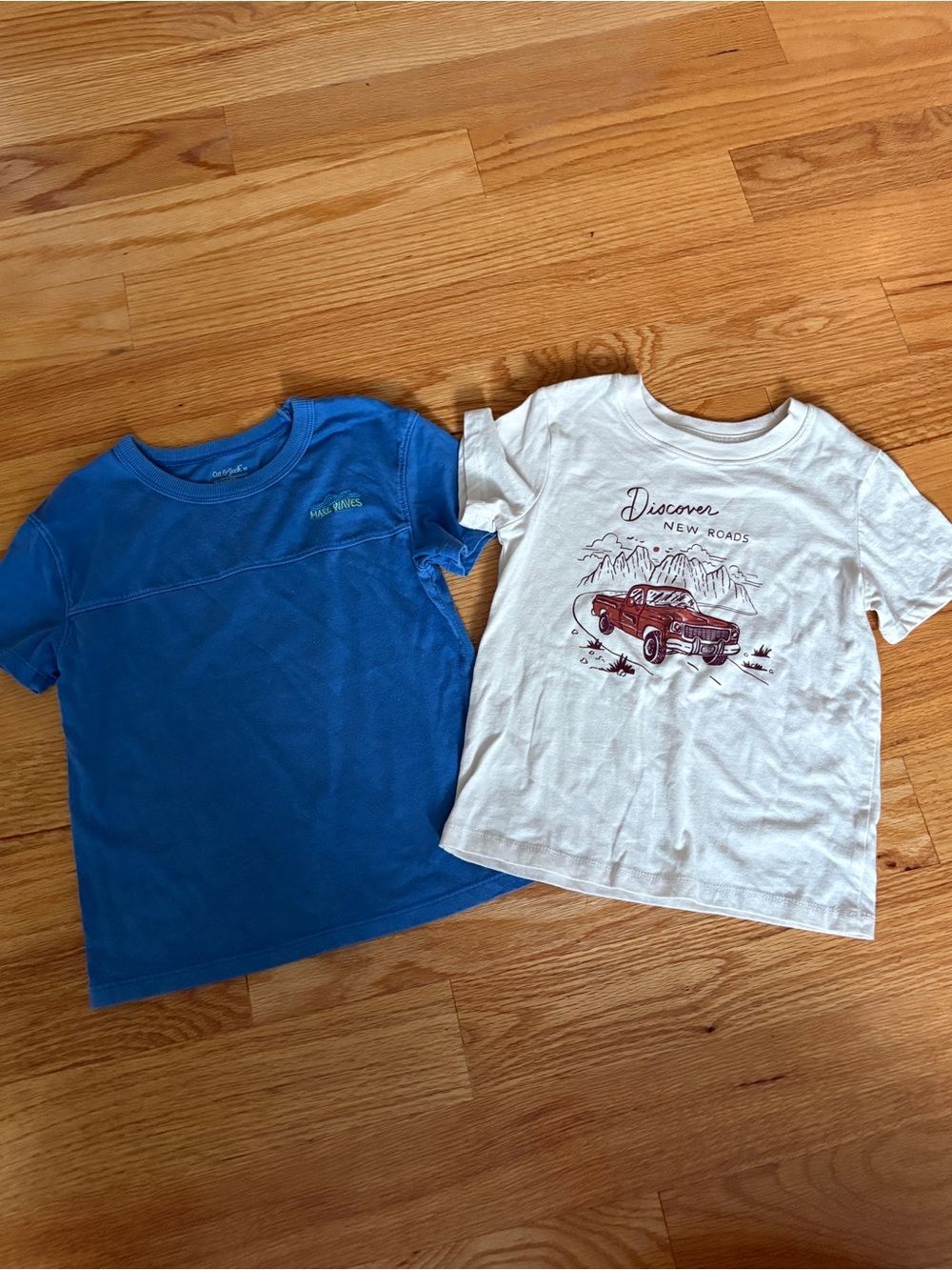 Cat & Jack White Graphic Tee with Maroon Car & Blue Tee Bundle